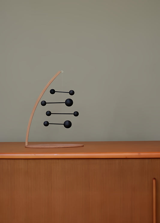 Kinetic Molecular Balance Wood Desk Sculpture | Dynamic Stress Relief Mobile | Engravable Office Decor
