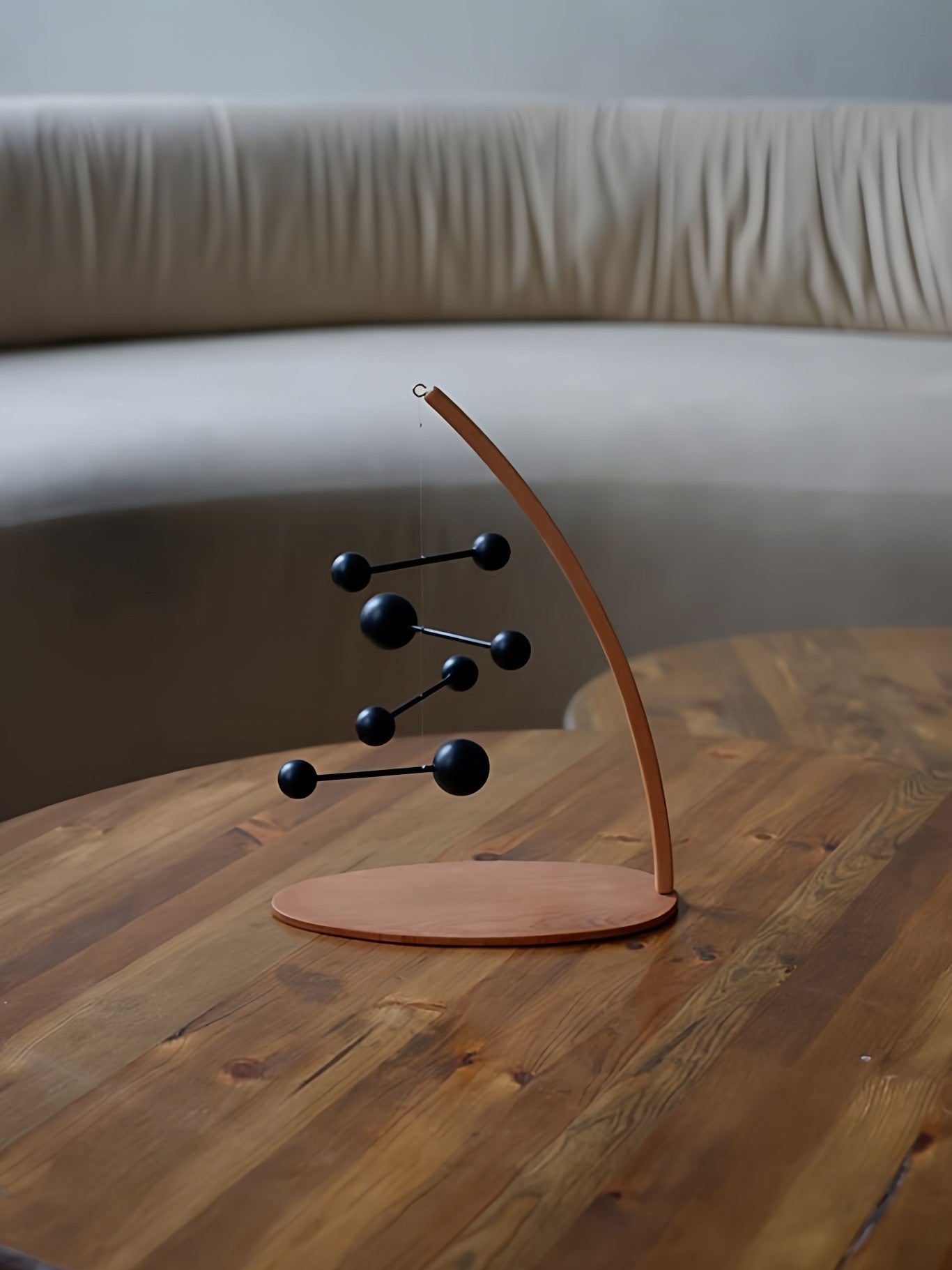 Kinetic Molecular Balance Wood Desk Sculpture | Dynamic Stress Relief Mobile | Engravable Office Decor