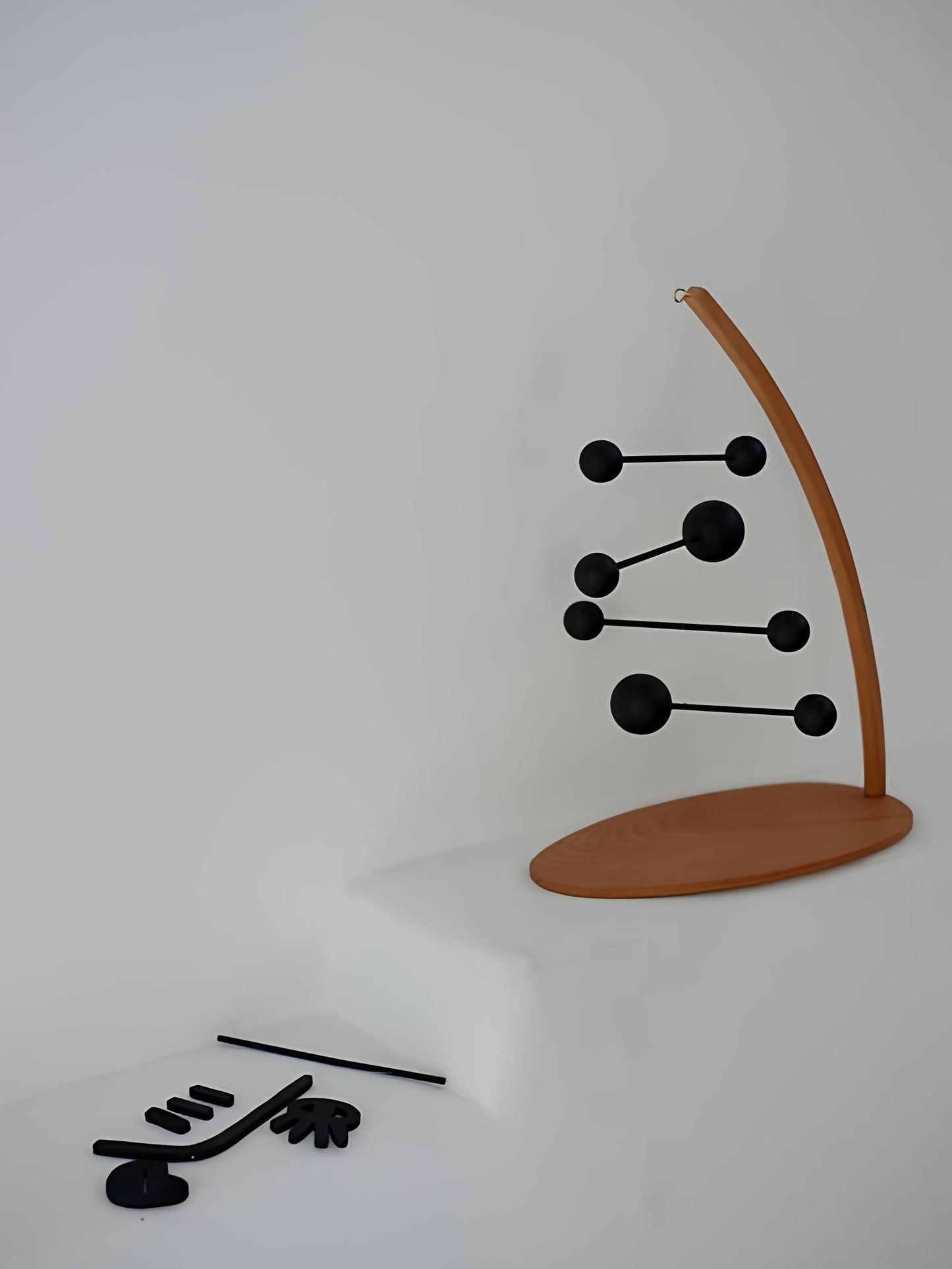 Kinetic Molecular Balance Wood Desk Sculpture | Dynamic Stress Relief Mobile | Engravable Office Decor