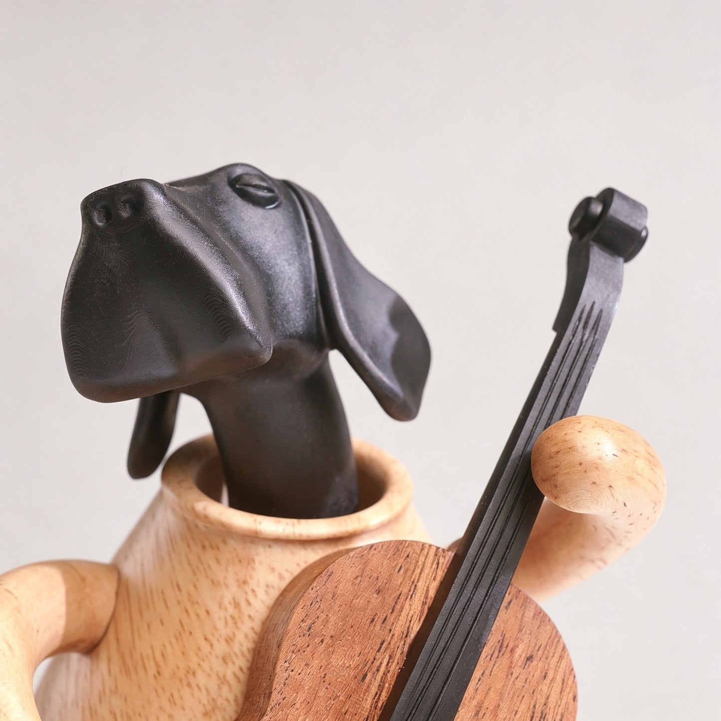 Labrador Cellist Rotating Music Box | Solid Wood | Wind-Up Mechanical | 3 Songs | Engravable