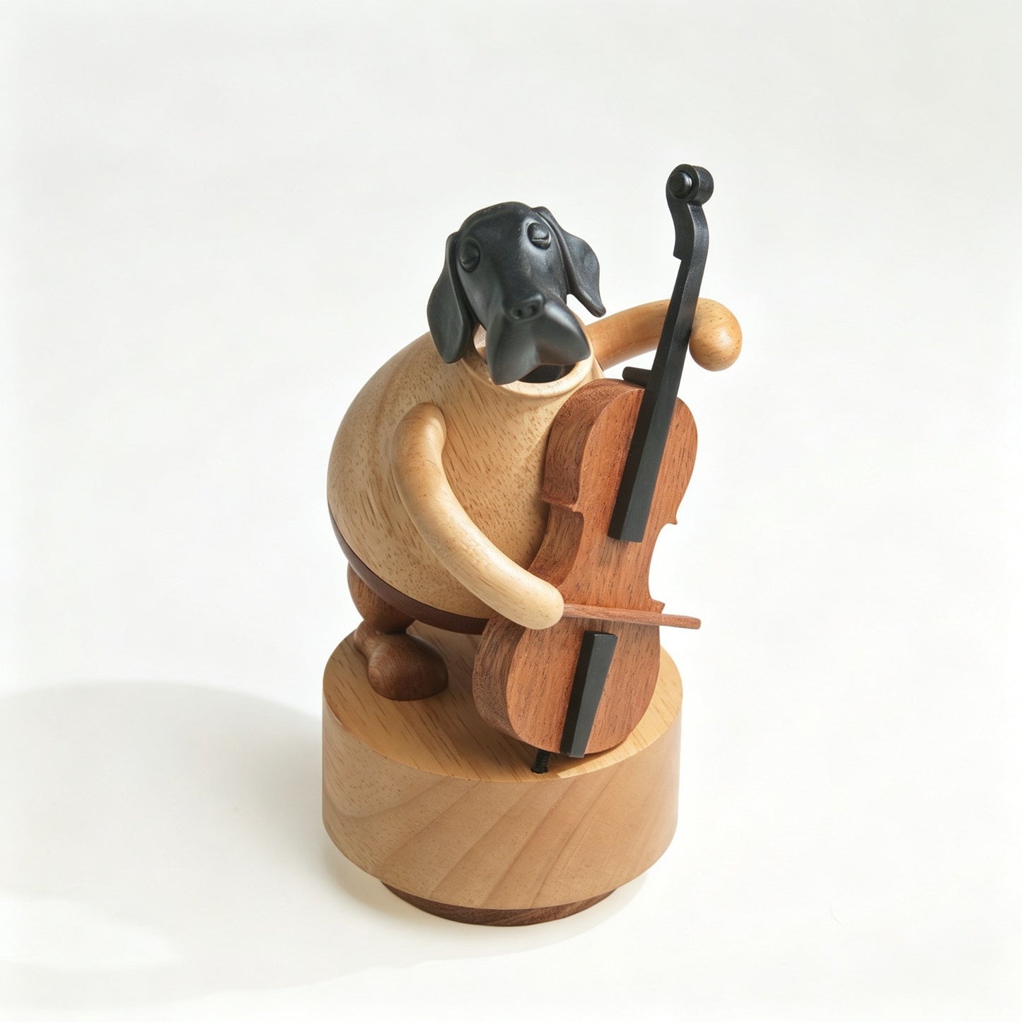 Labrador Cellist Rotating Music Box | Solid Wood | Wind-Up Mechanical | 3 Songs | Engravable