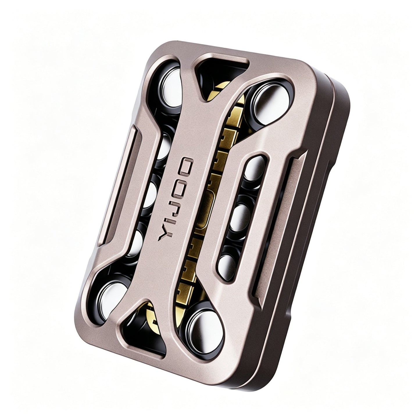 Limitless Tuning Fork EDC Push Card | CNC Aluminum | Dual Brass Resonance | 4 Colors | Engravable