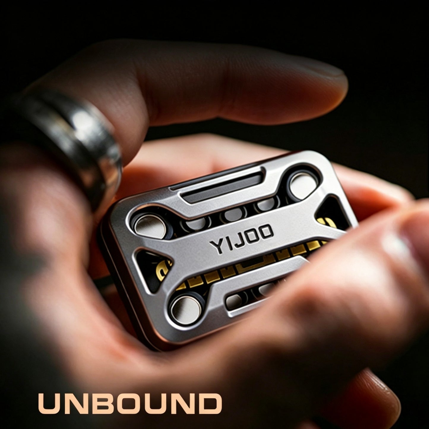 Limitless Tuning Fork EDC Push Card | CNC Aluminum | Dual Brass Resonance | 4 Colors | Engravable