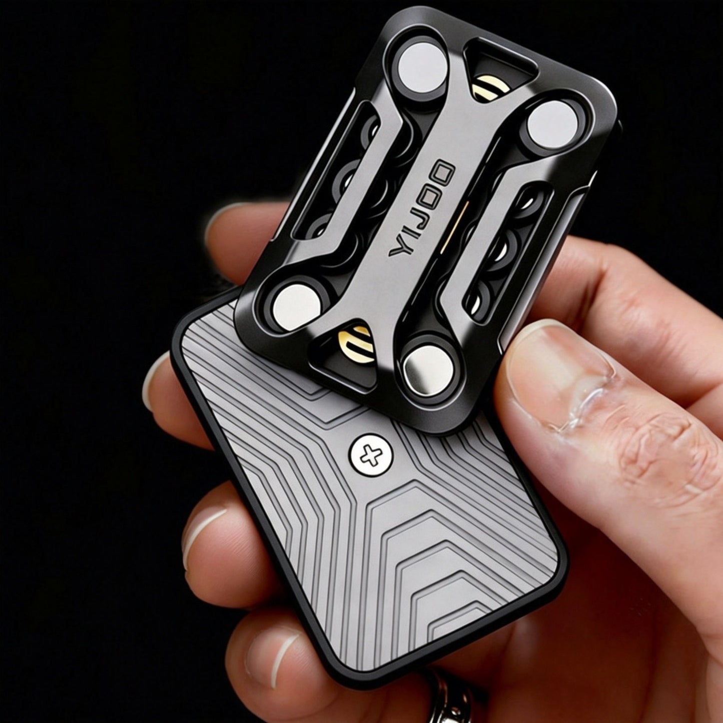 Limitless Tuning Fork EDC Push Card | CNC Aluminum | Dual Brass Resonance | 4 Colors | Engravable
