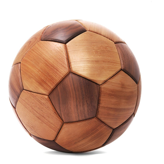 Luban Joinery Wooden Football Puzzle Sculpture | Mortise & Tenon Assembly Desk Decor | Engravable Gift