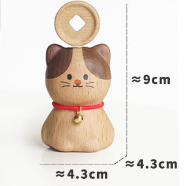 Lucky Fortune Pet Wood Sculpture - Handcrafted Desktop Ornament with Rotating Ingot