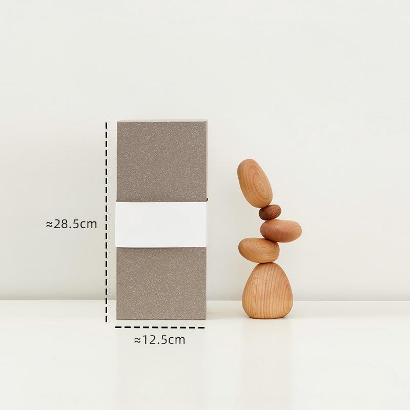 Magnetic Balance Stone Sculpture - Handcrafted Solid Wood Art