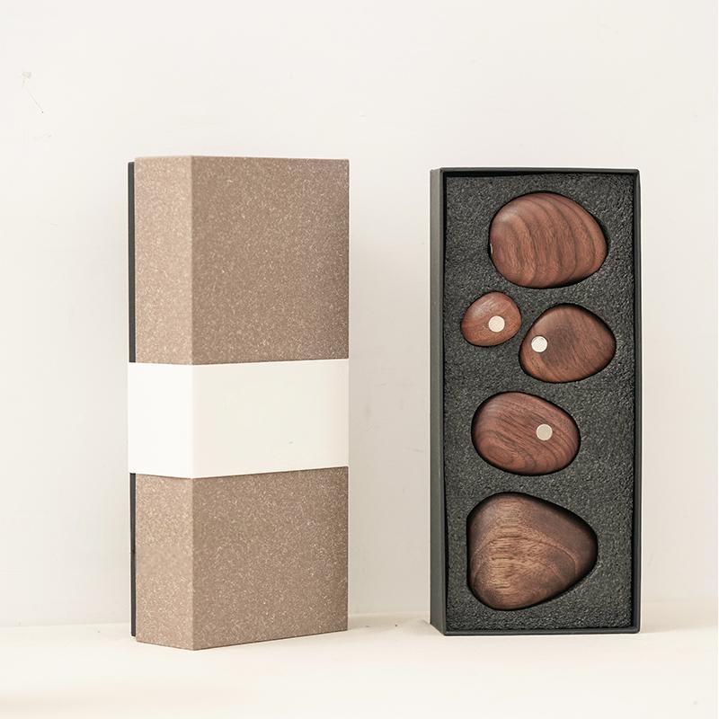 Magnetic Balance Stone Sculpture - Handcrafted Solid Wood Art