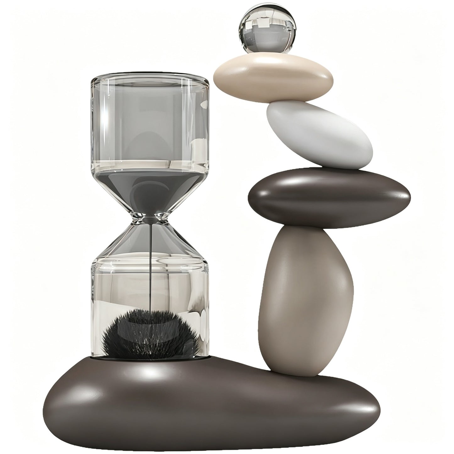 Magnetic Hourglass Stone Sculpture | Resin & Glass Zen Desk Decor | 3 Colors | Engravable Gift
