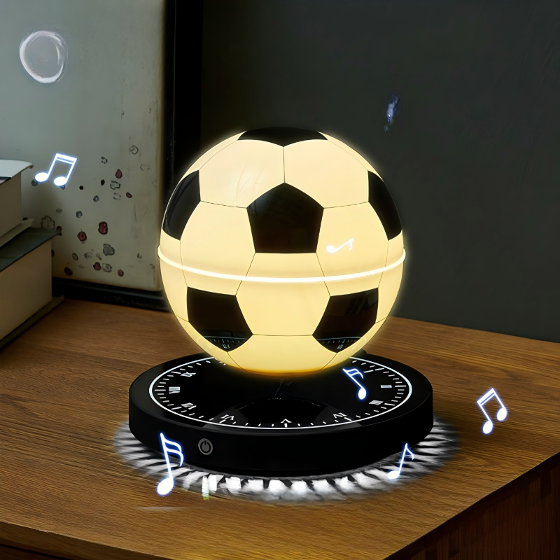 Magnetic Levitating Football Lamp | Bluetooth Speaker Clock Base Night Light | Engravable Football Gift