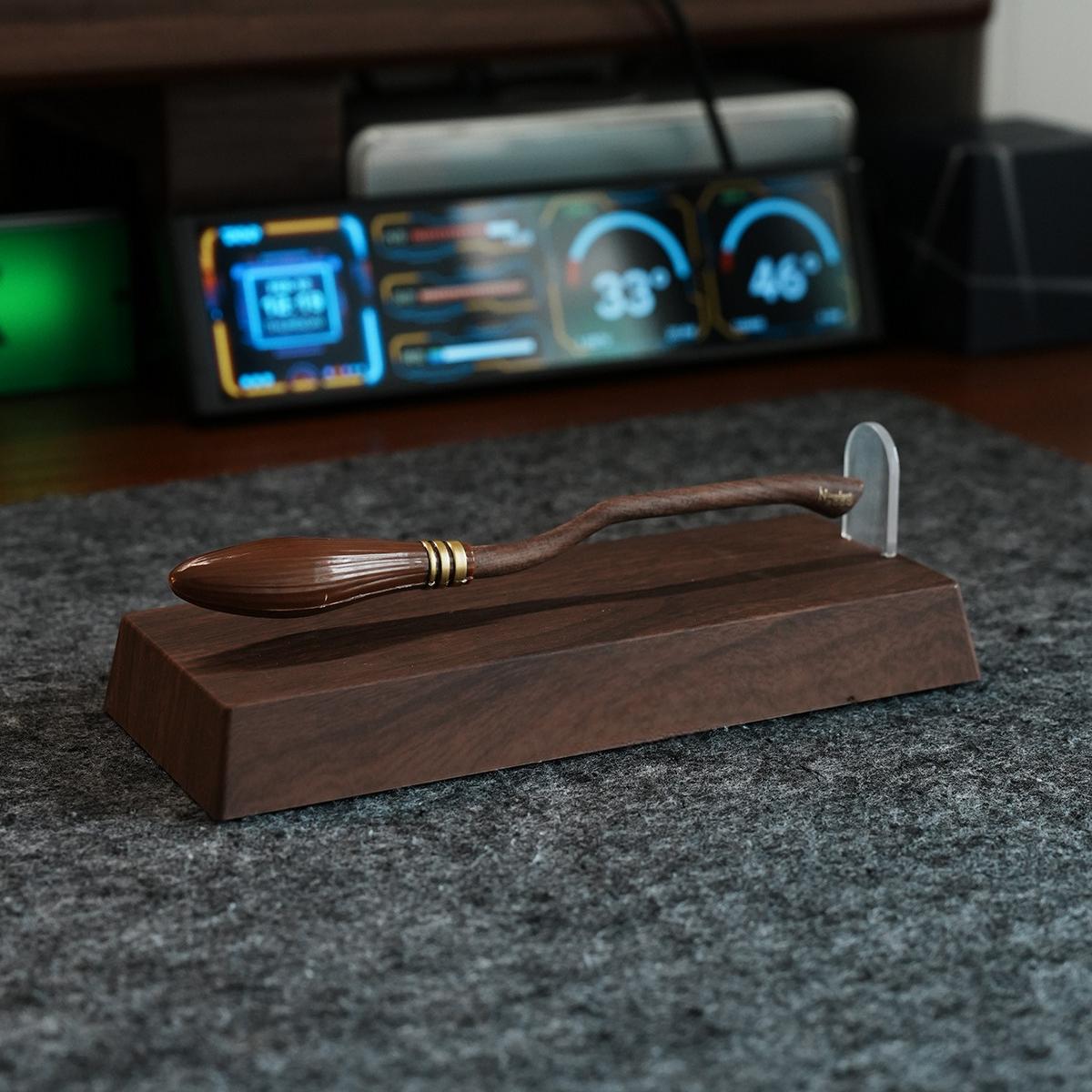 Magnetic Levitating Wizard Broomstick Pen | Fantasy Collectible Desk Display | Engravable Gift