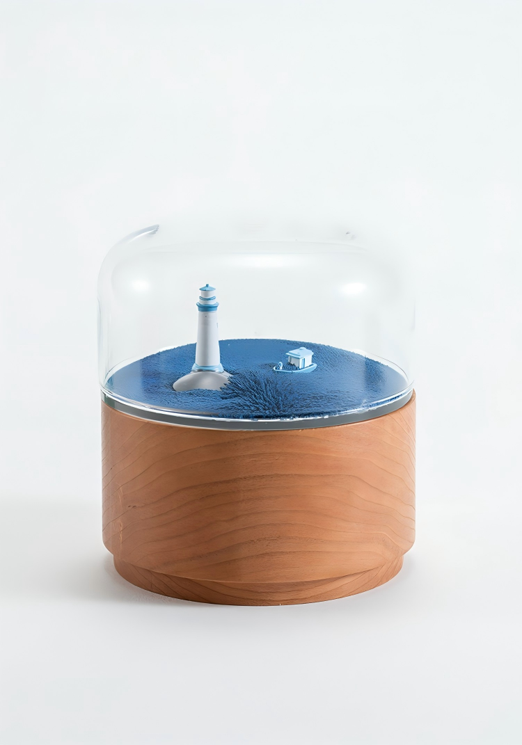 Magnetic Scene Music Box | Cherry Wood & Glass Dome | Meadow Space Ocean | Engravable Gift