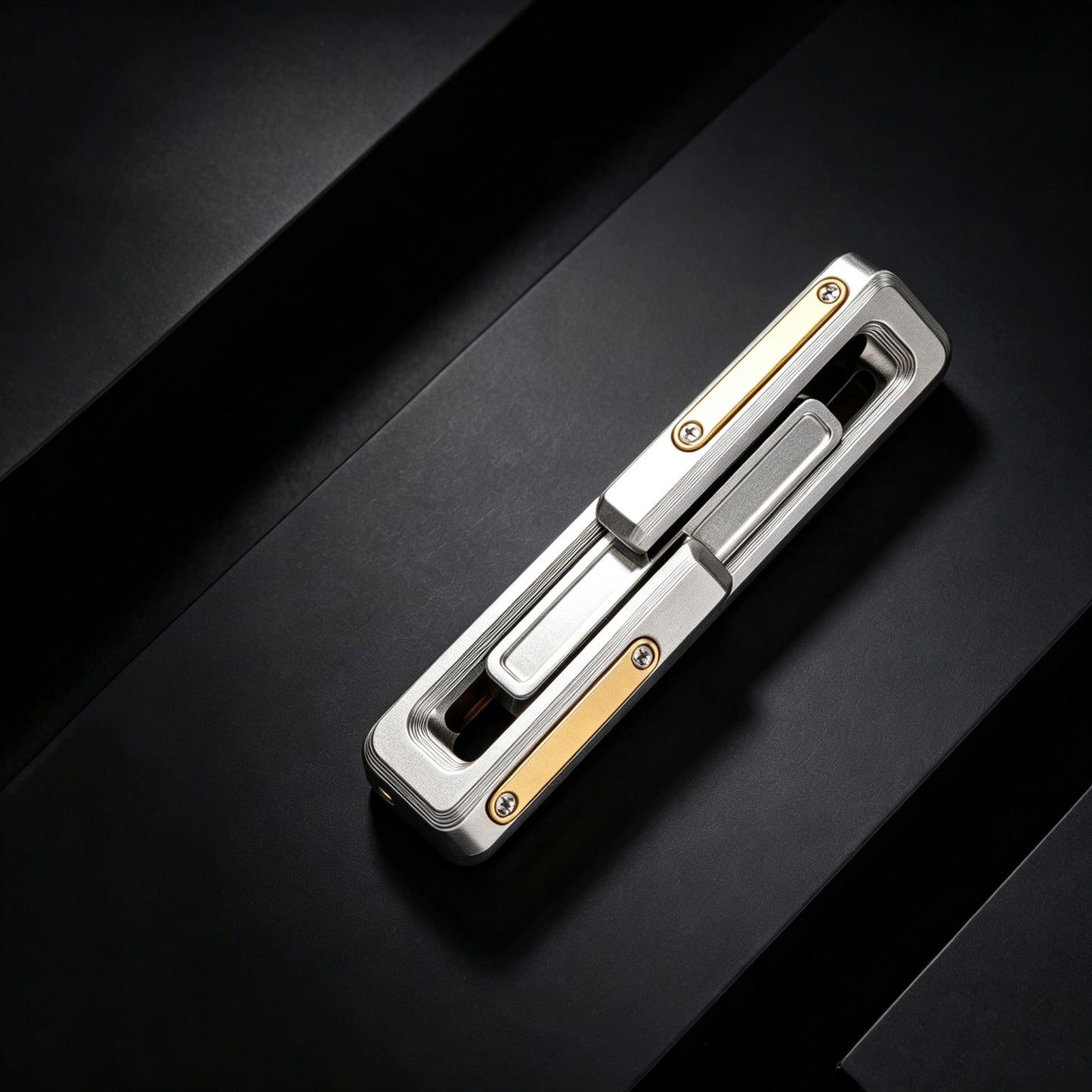 Mecha Battle Shield EDC Push Card | CNC Stainless Steel | Double Slider | Strong Magnetic | Engravable