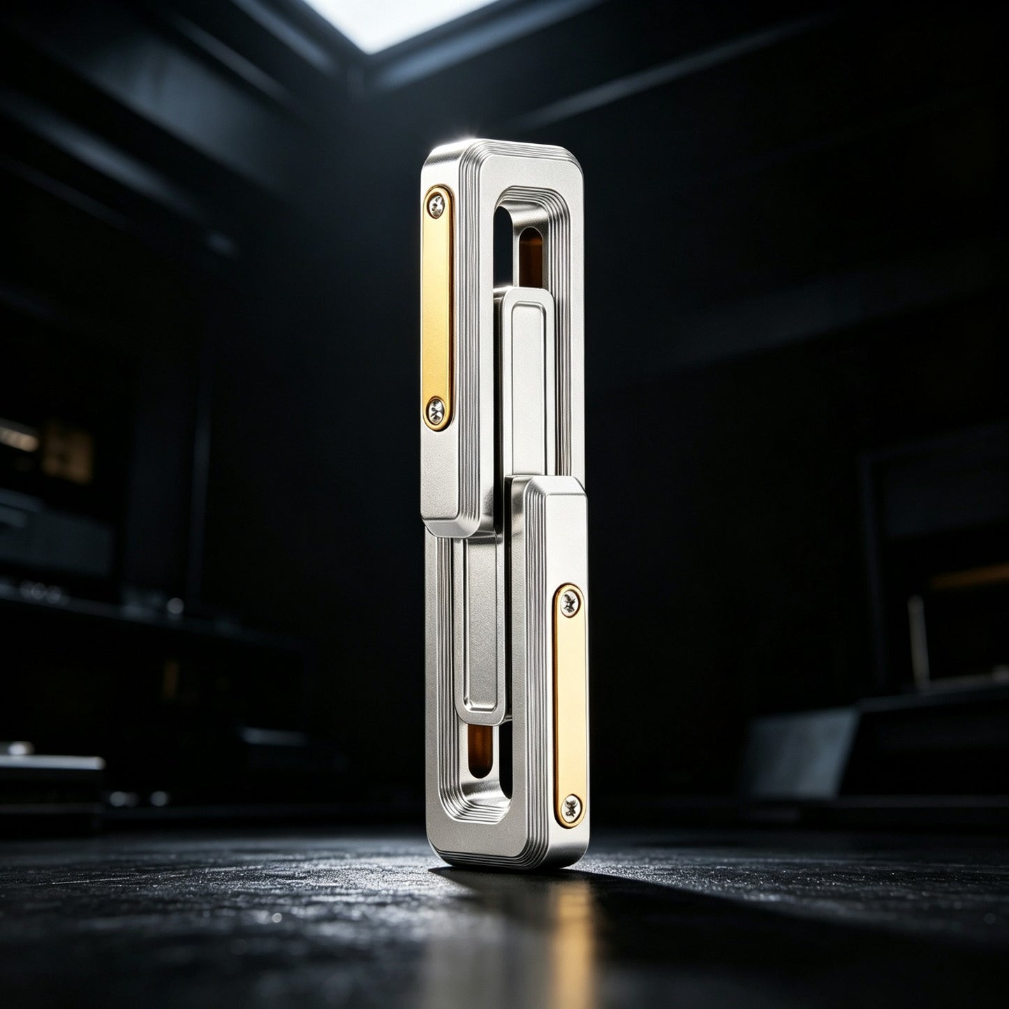 Mecha Battle Shield EDC Push Card | CNC Stainless Steel | Double Slider | Strong Magnetic | Engravable