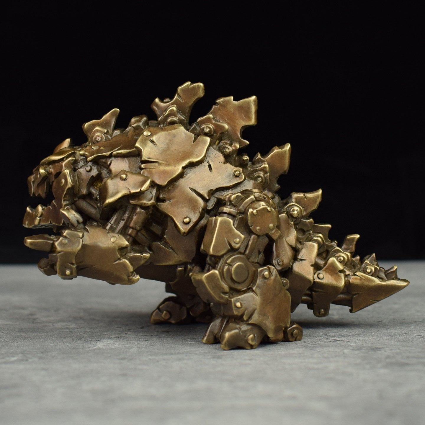 Mechanical Godzilla Brass Sculpture | Handcrafted Steampunk Monster | Desktop Art Gift