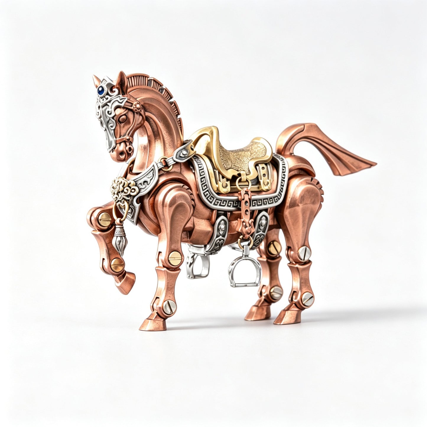 Mechanical War Horse Metal Assembly Figurine | Dragon-Horse Design | Steampunk Desk Decor | 3 Metals