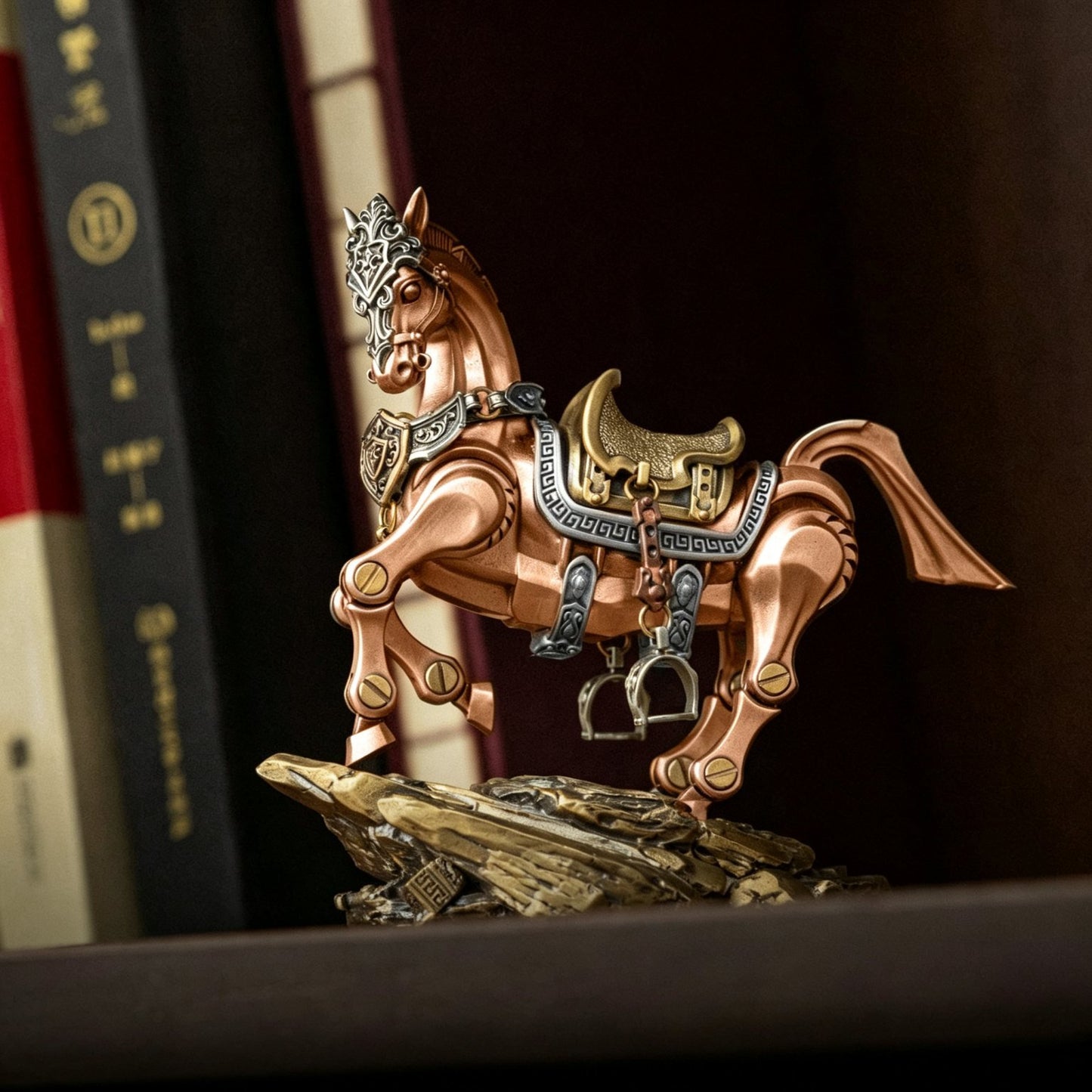 Mechanical War Horse Metal Assembly Figurine | Dragon-Horse Design | Steampunk Desk Decor | 3 Metals