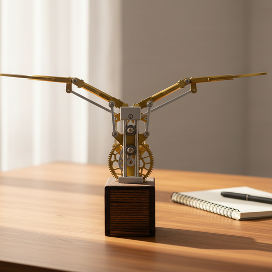 Mechanical Wings Kinetic Sculpture, USB Powered Desktop Art, Steampunk Gift