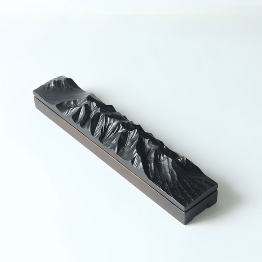 Mountain Ridge Hand-Carved Wood Incense Holder | Zen Tea Room Desk Sculpture | Engravable Gift