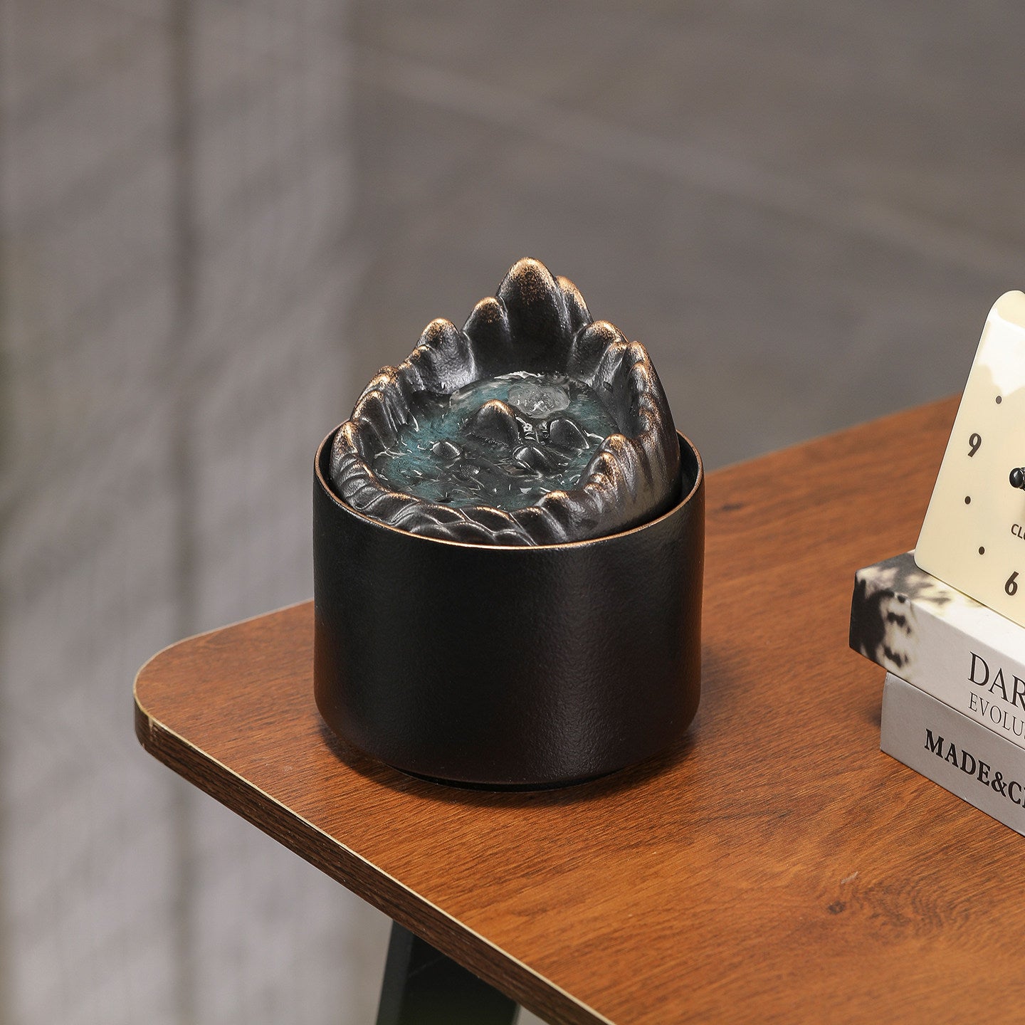 Mountain Stream Tabletop Fountain | USB Ceramic Desk Water Feature | Silent Flow | Engravable