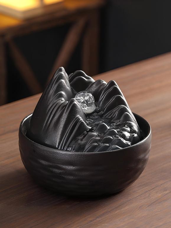Mountain Stream Tabletop Fountain | USB Ceramic Desk Water Feature | Silent Flow | Engravable