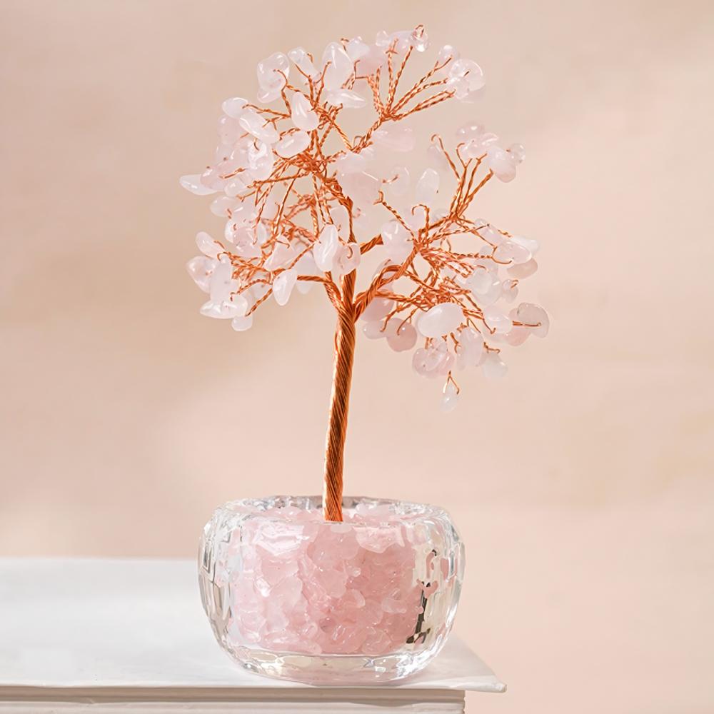 Natural Crystal Money Tree, Gemstone Fortune Ornament, Lucky Gift