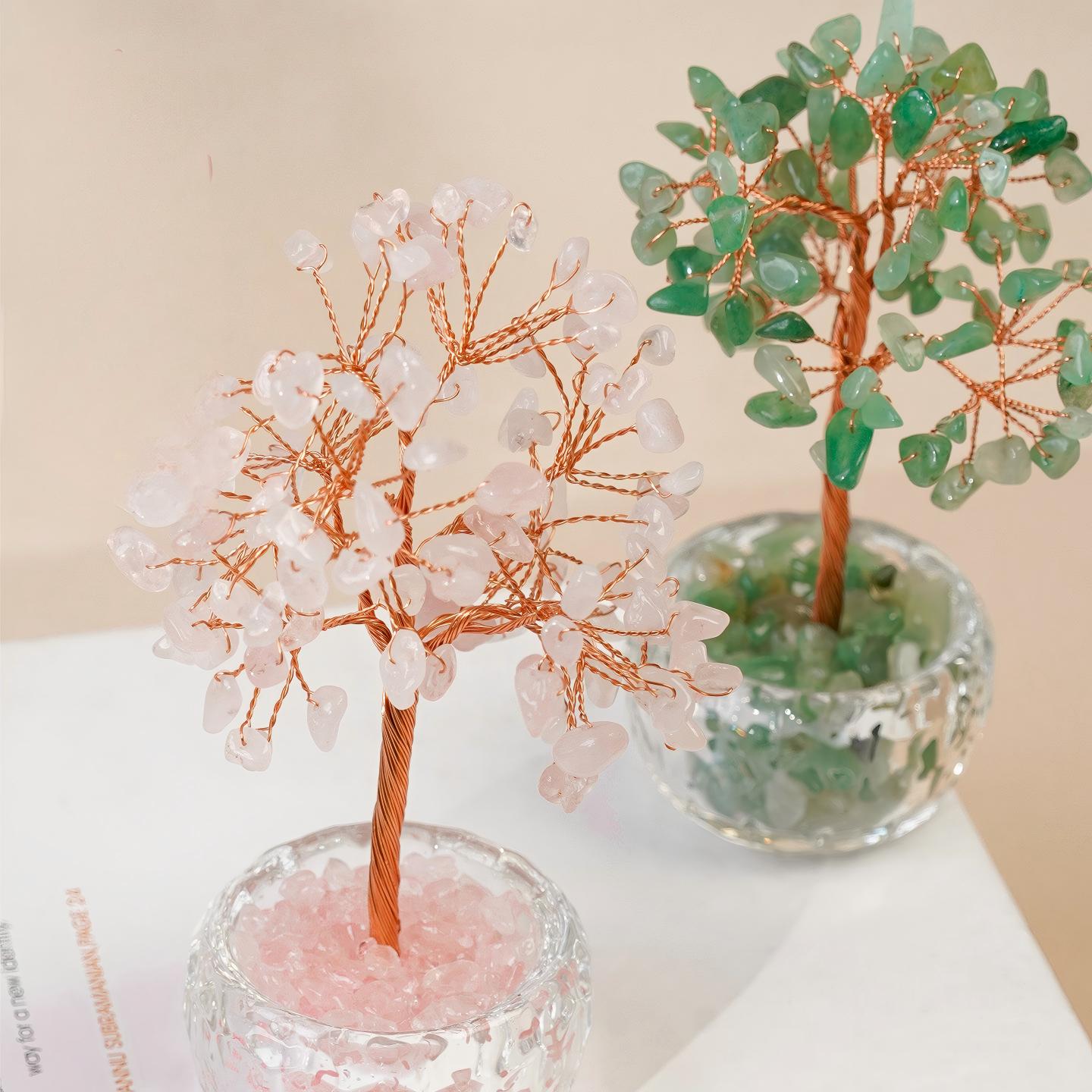 Natural Crystal Money Tree, Gemstone Fortune Ornament, Lucky Gift