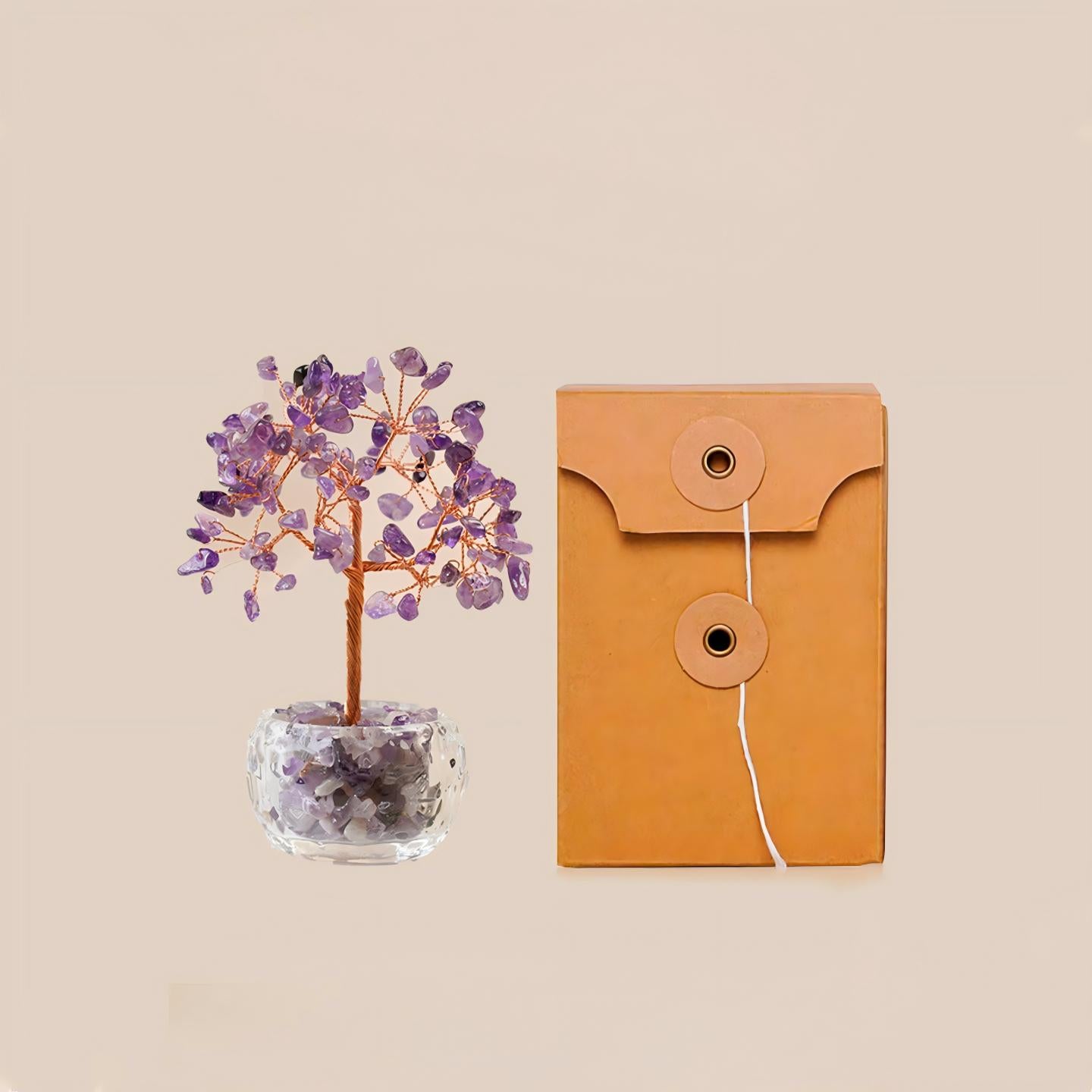 Natural Crystal Money Tree, Gemstone Fortune Ornament, Lucky Gift