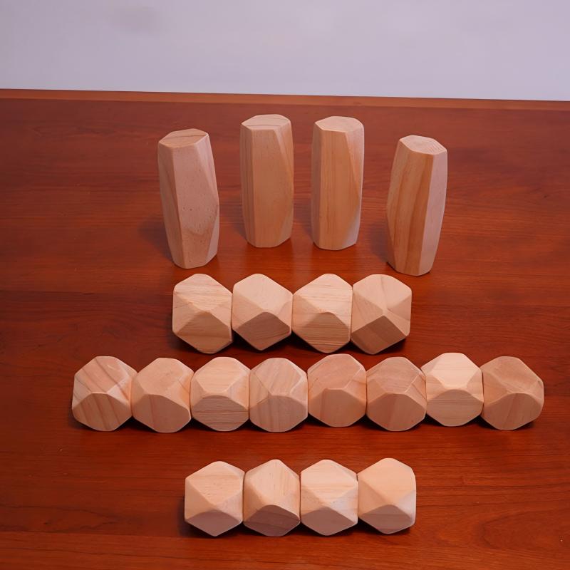 Natural Wood Stacking Stone Blocks | 18-Piece or 9-Piece Large | Engravable Zen Desk Balancing Set