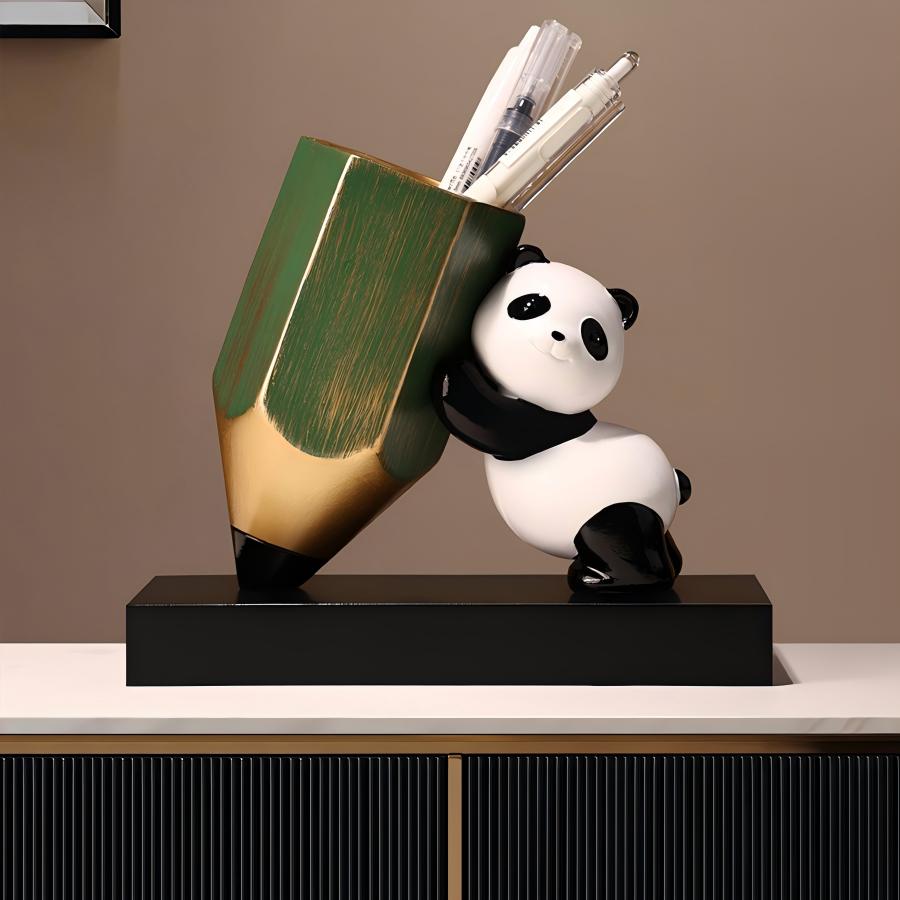 Your Desk Panda Buddy | Bamboo Pen & Pencil Holder Organizer