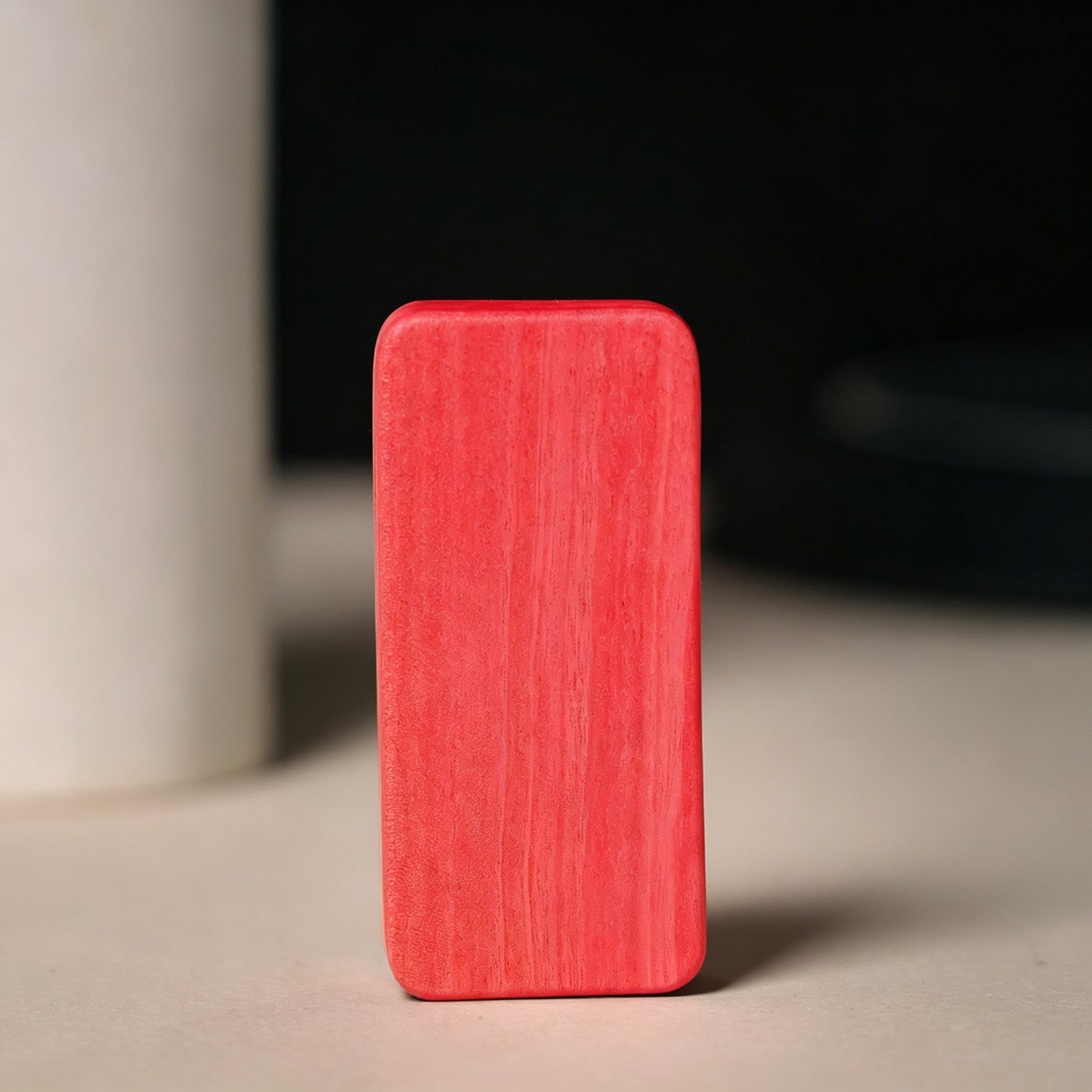 Pink Ivory Wood EDC Push Card | Pure Copper Rail | Magnetic Step Click | Zen Desk Toy | Engravable