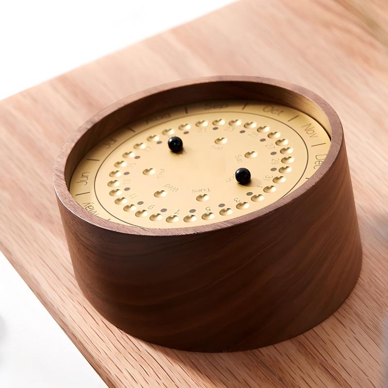 Planet-Shaped Wood Calendar | Black Walnut Magnetic Bead Calendar