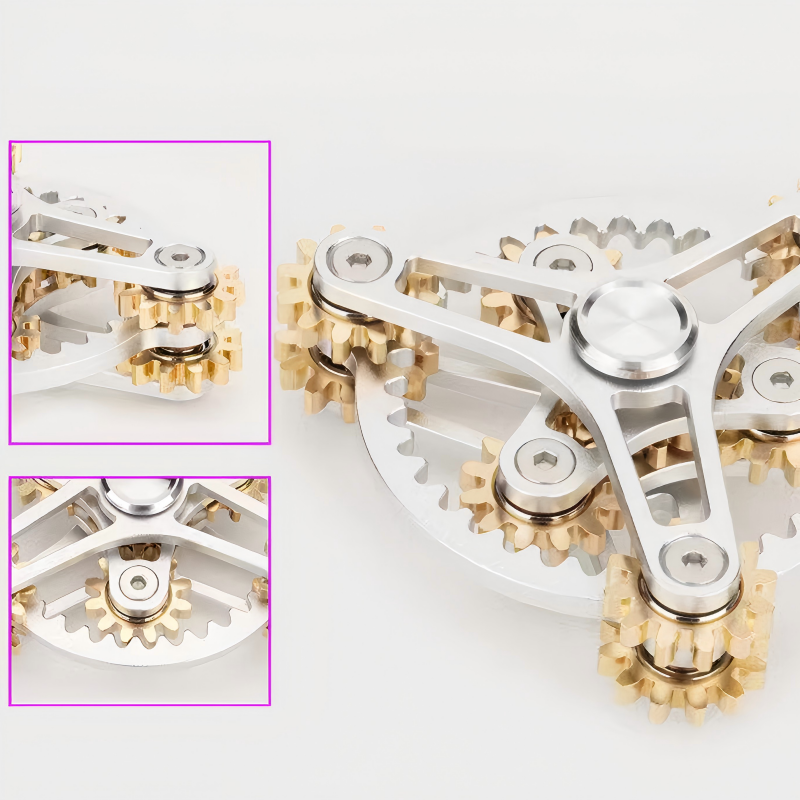 Planetary Gear Linkage Fidget Spinner | CNC Aerospace Aluminum Brass Gears EDC Stress Relief Toy