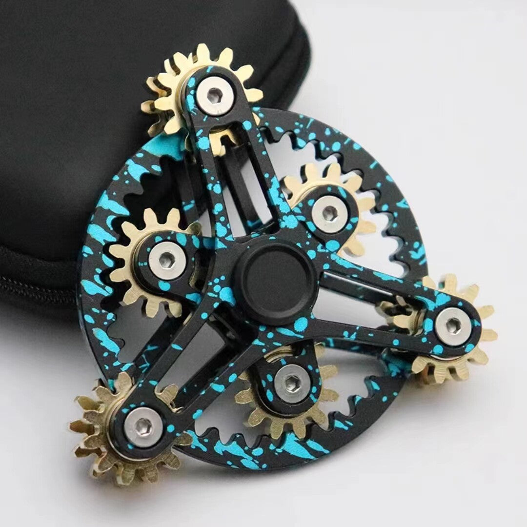 Planetary Gear Linkage Fidget Spinner | CNC Aerospace Aluminum Brass Gears EDC Stress Relief Toy