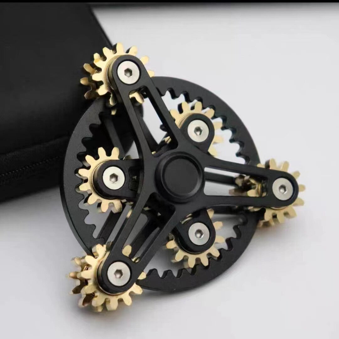 Planetary Gear Linkage Fidget Spinner | CNC Aerospace Aluminum Brass Gears EDC Stress Relief Toy