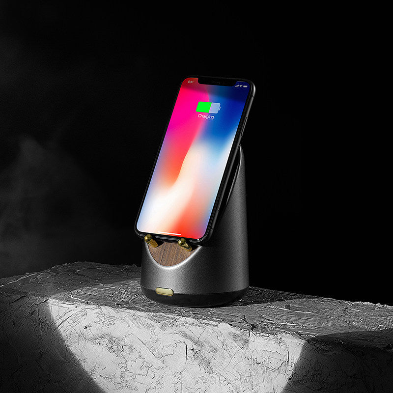 Proximity Sensing Speaker | No Bluetooth Needed | 15W Wireless Charger Clock Phone Stand 4-in-1 | Engravable