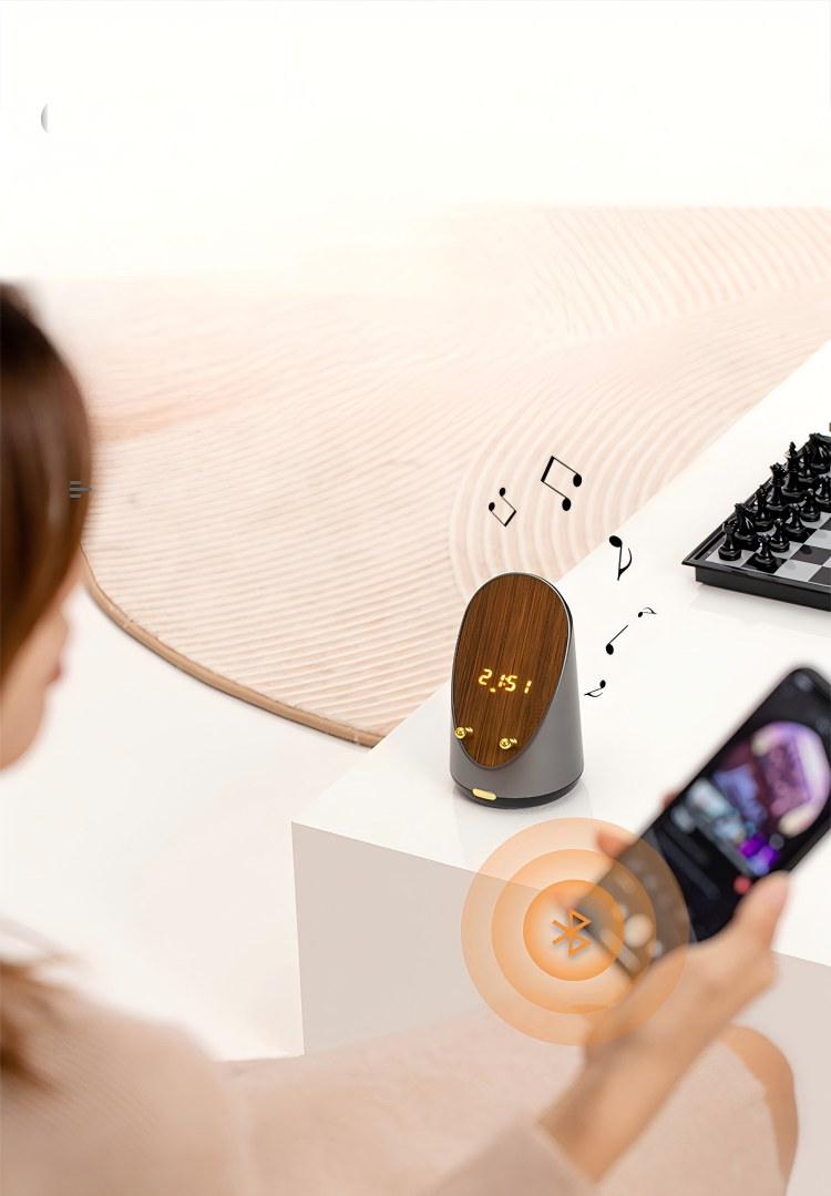 Proximity Sensing Speaker | No Bluetooth Needed | 15W Wireless Charger Clock Phone Stand 4-in-1 | Engravable