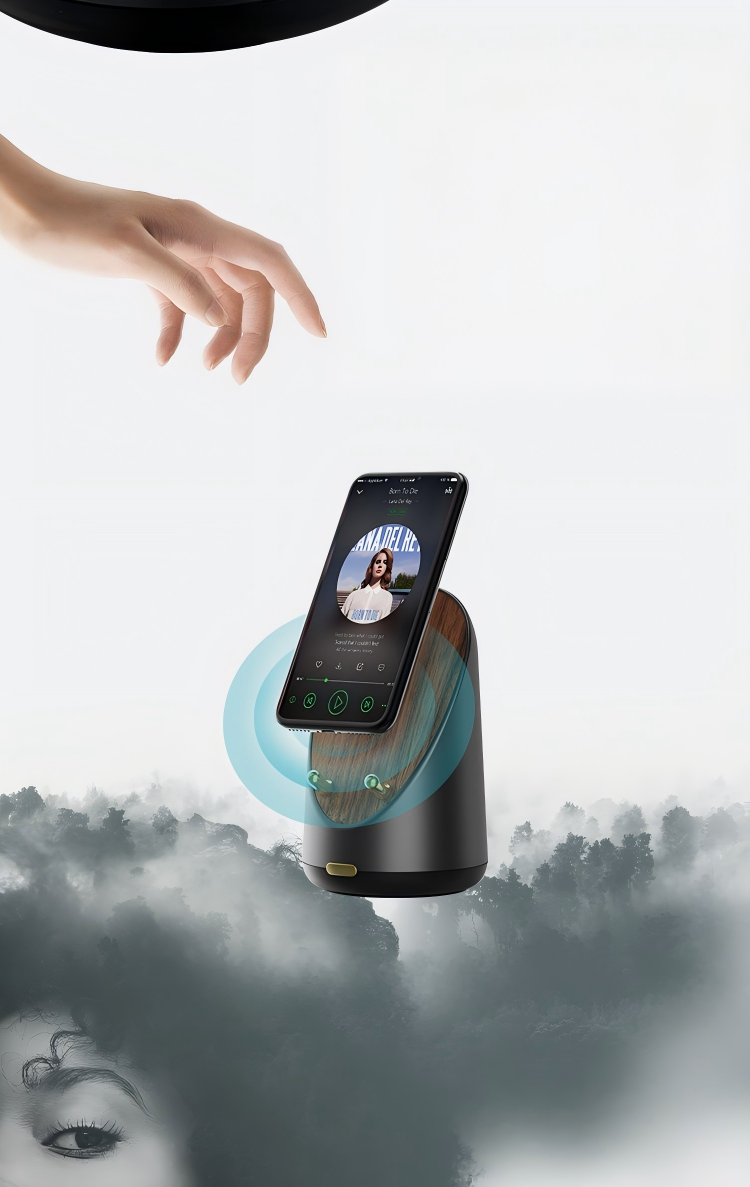 Proximity Sensing Speaker | No Bluetooth Needed | 15W Wireless Charger Clock Phone Stand 4-in-1 | Engravable