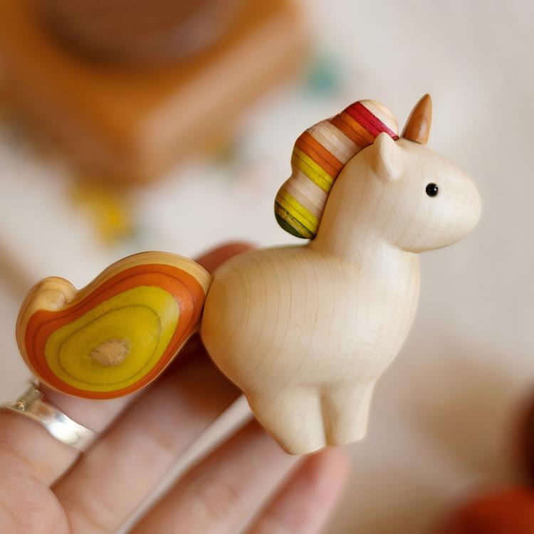 Rainbow Pony Music Box | Spirited Away Theme | Rotating Wood Sculpture | Engravable Gift