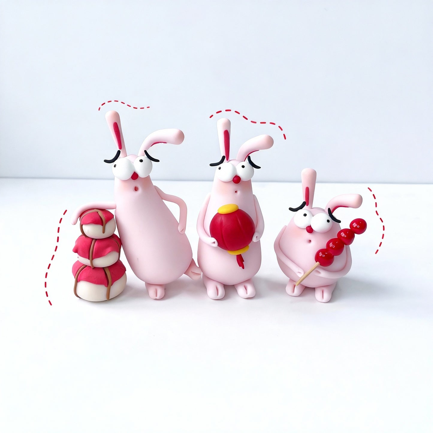 Resin Bunny Desktop Ornament Set - 3-Piece Collectible Figurines