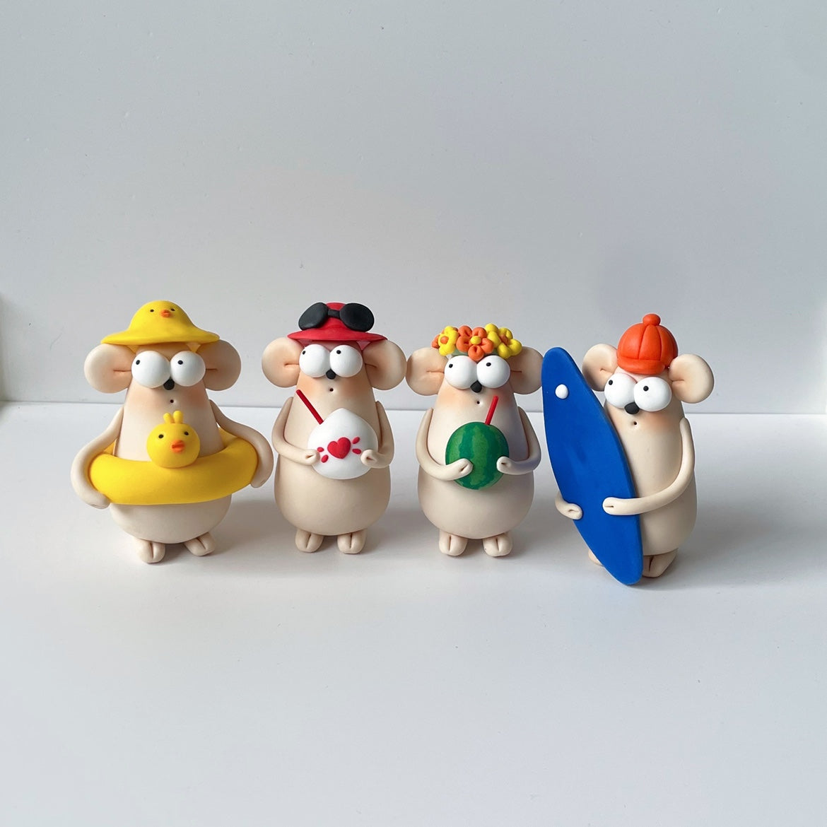 Resin Mouse Desktop Ornament Set - Collectible Figurines