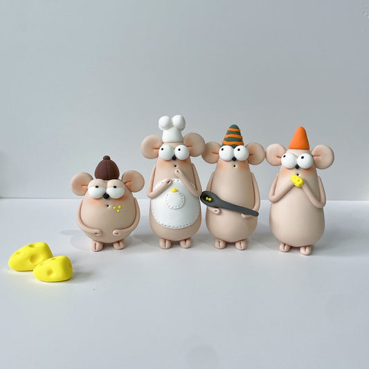 Resin Mouse Desktop Ornament Set - Collectible Figurines