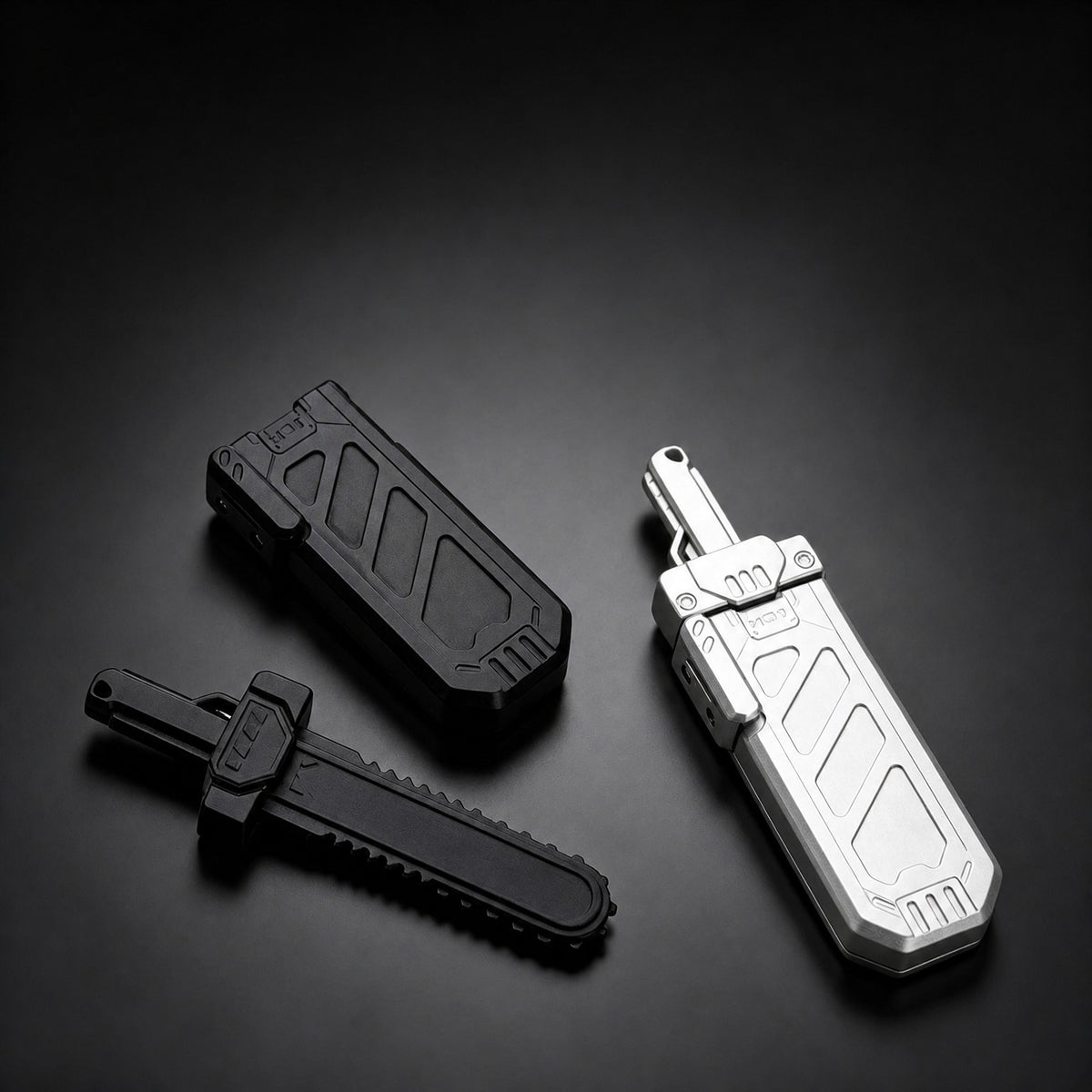 Rift Serrated Sword Mechanical Slider EDC | Full Metal, Cyberpunk Haptics