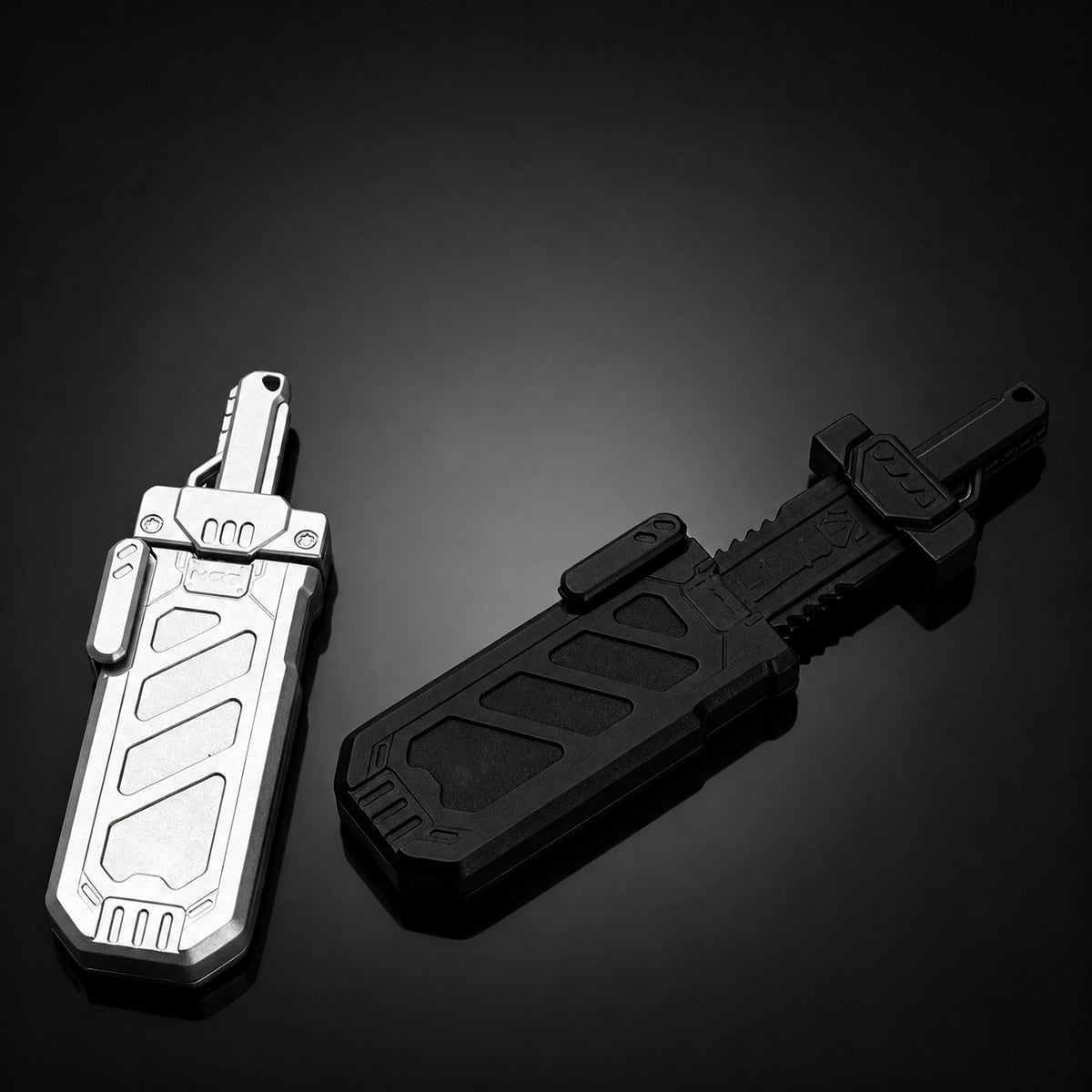 Rift Serrated Sword Mechanical Slider EDC | Full Metal, Cyberpunk Haptics
