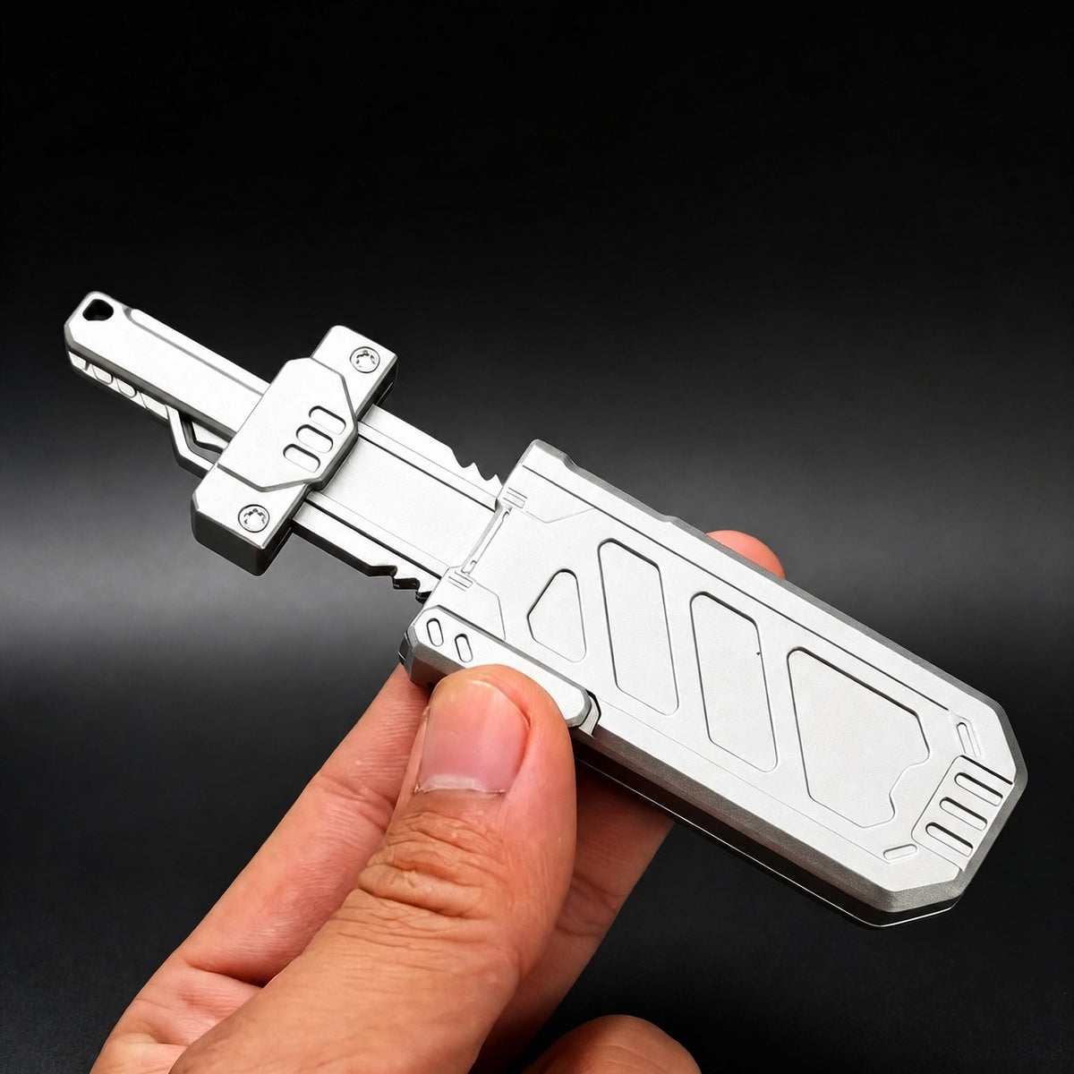 Rift Serrated Sword Mechanical Slider EDC | Full Metal, Cyberpunk Haptics