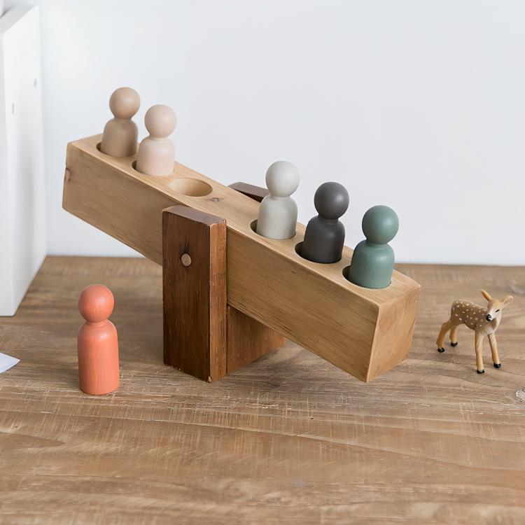 Seesaw Balance Desktop Ornament - Handcrafted Wood Stress Relief Toy