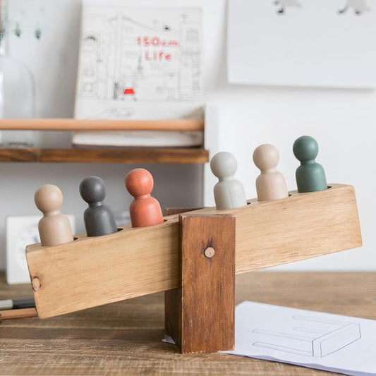 Seesaw Balance Desktop Ornament - Handcrafted Wood Stress Relief Toy