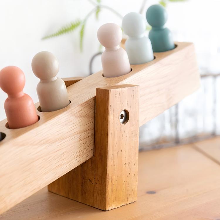 Seesaw Balance Desktop Ornament - Handcrafted Wood Stress Relief Toy