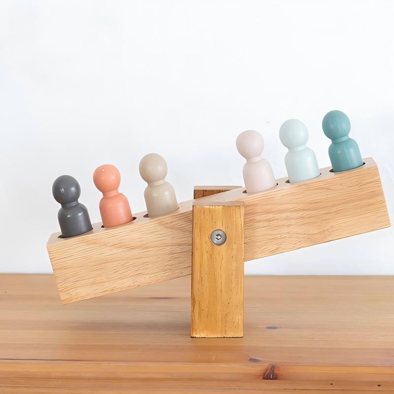 Seesaw Balance Desktop Ornament - Handcrafted Wood Stress Relief Toy