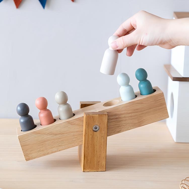 Seesaw Balance Desktop Ornament - Handcrafted Wood Stress Relief Toy